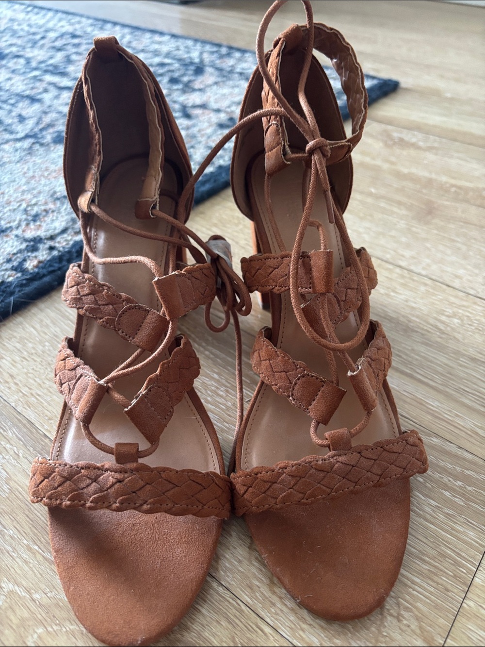 Women's Braided Lace-Up Sandals in Rust